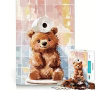 Rompecabezas para Adolescentes de 1000 Piezas Oso con Papel higiénico en la Cabeza,Arte de Corte Fino,Actividad para desarrollar la Mente,Juego Relajante, Tranquilo (38x52cm)