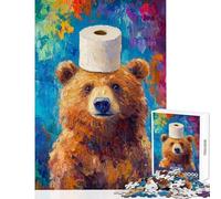 Rompecabezas para Adolescentes de 1000 Piezas Oso con Papel higiénico Rompecabezas para Adultos Juguete Decorativo para la Pared Desafío difícil cumpleaños y Navidad (tamaño 50x75cm)