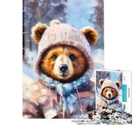 Rompecabezas para Adolescentes de 1000 Piezas Oso con Ropa de Punto Difícil de completar Juguete de decoración para el hogar para Mayores de 14 años (38x52cm)