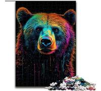 Rompecabezas para Adolescentes de 1000 Piezas, Oso Marrón Neón, Juego de Juguetes Cada Pieza es única Juego Familiar desafiante y Divertido para Mayores de 14 años (tamaño 50x75cm)