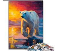 Rompecabezas para Adolescentes de 1000 Piezas: Oso Polar al Atardecer Apto para Mayores de 14 años Juegos educativos Regalos para el Amigo Secreto (tamaño 26x38cm)