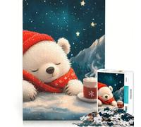Rompecabezas para Adolescentes de 1000 Piezas Oso Polar durmiendo en Invierno Juego práctico para divertirse en Familia Toda la Familia 38x52cm