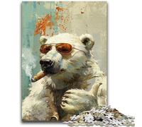 Rompecabezas para Adolescentes de 1000 Piezas: Oso Polar fumando, desafío de Inteligencia Cerebral, Juguetes adictivos, Regalo de cumpleaños, Arte de Pared, 26x38cm