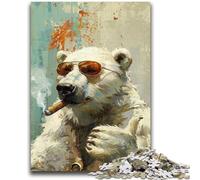 Rompecabezas para Adolescentes de 1000 Piezas: Oso Polar fumando Juego desafiante para Jugar en Familia Toda la Familia 50x75cm