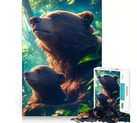 Rompecabezas para Adolescentes de 1000 Piezas Oso Sereno en el Bosque,luz,Ajuste, Arte,Juego cognitivo,Regalo,Juego Lento, (38x26cm)