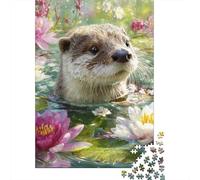 Rompecabezas para Adolescentes De 1000 Piezas Otter in Lotus Pond-1 Rompecabezas para Adolescentes Juegos Relajantes Decoración Perfecta Regalos De Cumpleaños Y Únicos 52x38cm/1000pcs