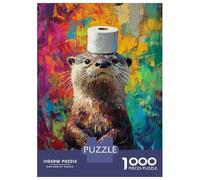 Rompecabezas para Adolescentes De 1000 Piezas Otter with Toilet Paper Hat Rompecabezas para Adultos Juguetes Antiestrés Decoración De Pared Interacción Entre Padres E Hijos 52x38cm/1000pcs
