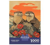 Rompecabezas para Adolescentes De 1000 Piezas Otters by The Sea Rompecabezas para Adultos Juegos Relajantes Análisis Y Lógica Difícil Y Desafiante 52x38cm/1000pcs