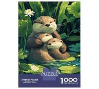 Rompecabezas para Adolescentes De 1000 Piezas Otters in Harmony Rompecabezas para Adultos Juego De Ingenio Decoración De Pared Regalos para Reducir El Estrés 52x38cm/1000pcs