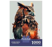 Rompecabezas para Adolescentes De 1000 Piezas Owl Double Exposure Rompecabezas para Adultos Juegos Relajantes Desafío Difícil Cumpleaños Y Navidad 70x50cm/1000pcs