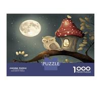 Rompecabezas para Adolescentes De 1000 Piezas Owl Mushroom House Night Rompecabezas para Adultos Juguetes Antiestrés Arte De Pared Regalos De Cumpleaños Y Únicos 38x26cm/1000pcs
