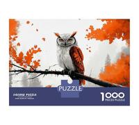 Rompecabezas para Adolescentes De 1000 Piezas Owl on Branch in Autumn Landscape Rompecabezas para Adultos Juego De Ingenio Difícil Difícil Cumpleaños Y Navidad 38x26cm/1000pcs