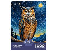 Rompecabezas para Adolescentes De 1000 Piezas Owl Starry Night Rompecabezas para Adultos Juego Práctico Decoración De Pared Ayuda A Ejercitar El Cerebro 52x38cm/1000pcs