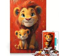 Rompecabezas para Adolescentes de 1000 Piezas: Padre e Hijo, león Un Juego de ingenio, Divertido y Original cumpleaños y Navidad 38x52cm