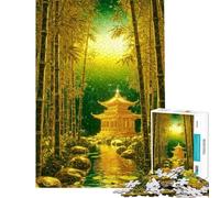 Rompecabezas para Adolescentes de 1000 Piezas Pagoda Dorada en un Bosque de bambú Rompecabezas para Adultos Juego práctico para divertirse en Familia Difícil y desafiante (tamaño 38x26cm)