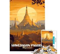 Rompecabezas para Adolescentes de 1000 Piezas Pagoda Shwedagon Myanmar Juego Imposible Juguete Educativo y Divertido Parejas (tamaño 38x52cm)