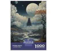Rompecabezas para Adolescentes De 1000 Piezas Pagoda Under The Full Moon Rompecabezas para Adultos Juegos Familiares Corte De Precisión Regalos Y Cumpleaños Únicos 52x38cm/1000pcs