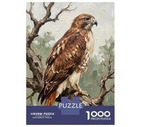 Rompecabezas Para Adolescentes De 1000 Piezas Painting of A Red-Tailed Hawk on A Branch Rompecabezas Para Adultos Juego Familiar Pero Divertido Y Humorístico Actividades Divertidas En Casa 70x50cm/100