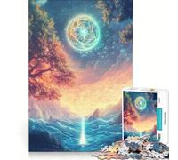 Rompecabezas para Adolescentes de 1000 Piezas Paisaje de Bosque místico Juguetes para armar Mejora la Memoria con póster y Hoja de Preguntas a Juego 38x52cm
