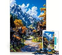 Rompecabezas para Adolescentes de 1000 Piezas Paisaje de montaña y Pueblo otoñal,uniones Suaves,Juguete Divertido para desarrollar la Mente,Juego Relajante,Regalo de cumpleaños (38x52cm)