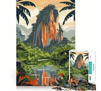 Rompecabezas para Adolescentes de 1000 Piezas Paisaje de Selva Tropical con montaña Piezas de Ajuste preciso Juguete Divertido y silencioso Ideal para cumpleaños y Actividades artísticas (38x52cm)
