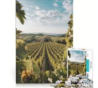 Rompecabezas para Adolescentes de 1000 Piezas Paisaje de viñedo Toscano Juego práctico Ideal para Pasar el Tiempo en casa Durante Las Vacaciones con póster y Hoja de Preguntas a Juego 38x26cm
