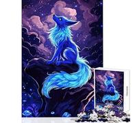 Rompecabezas para Adolescentes de 1000 Piezas Paisaje de Zorro Azul Kitsune Juguetes antiestrés Ideas de Regalo Juego práctico Interesante reducción del estrés tamaño 38x26cm
