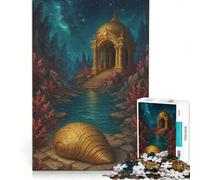 Rompecabezas para Adolescentes de 1000 Piezas Paisaje del Templo de la Concha Dorada, Juegos Educativos, Decoración de Pared, con Póster y Hoja de Preguntas y Respuestas a Juego 50x75cm