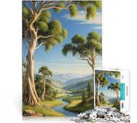 Rompecabezas para Adolescentes de 1000 Piezas Paisaje del Valle Sereno Corte de precisión con Piezas de Formas aleatorias Que se entrelazan Completamente 38x26cm