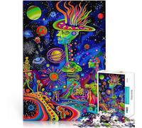 Rompecabezas para Adolescentes de 1000 Piezas Paisaje Espacial psicodélico Juguetes de Juego desafiantes Gran Regalo 52x38cm