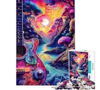 Rompecabezas para Adolescentes de 1000 Piezas Paisaje fantástico con Guitarra psicodélica Rompecabezas para Adultos Ideal para Pasar el Tiempo en casa un Reto Educativo y Divertido para la Familia