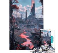 Rompecabezas para Adolescentes de 1000 Piezas Paisaje fantástico con río de Lava Un Reto para completar Una Obra de Arte Juguete Educativo Apto para Mayores de 14 años (38x26cm)