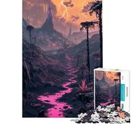 Rompecabezas para Adolescentes de 1000 Piezas Paisaje fantástico con río Rosa Diversión en casa decoración de Pared Juegos educativos Apto para Mayores de 14 años (38x52cm)