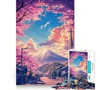 Rompecabezas para Adolescentes de 1000 Piezas,Paisaje japonés de Calle con cerezos en Flor,Juego de ensamblaje Ajustado,Juguete cognitivo,diversión fácil,decoración navideña,Regalo (38x26cm)