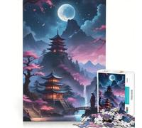 Rompecabezas para Adolescentes de 1000 Piezas, Paisaje, Medianoche, Japón, Juguetes antiestrés, desafío difícil, fortalece el Amor Entre Parejas 50x75cm