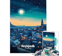 Rompecabezas para Adolescentes de 1000 Piezas Paisaje Nocturno de Reikiavik Juego Familiar Juguetes adictivos para Cultivar la Paciencia Un Gran Regalo Mejora la Memoria (Tamaño 38x26cm)