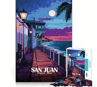 Rompecabezas para Adolescentes de 1000 Piezas,Paisaje Nocturno de San Juan,Puerto Rico Juego de Ajuste preciso para estimular la Mente Diversión y Entretenimiento Arte (50x75cm)