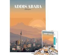 Rompecabezas para adolescentes de 1000 piezas paisaje urbano de Addis Abeba Etiopía Juguetes adictivos para cultivar la paciencia Juego de ingenio Decoración perfecta Regalo divertido (Tamaño 38x26cm)