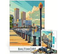 Rompecabezas para Adolescentes de 1000 Piezas,Paisaje Urbano de Baltimore,Corte Premium,Divertido,lógico,de Habilidad,fácil de Usar,decoración navideña (50x75cm)