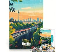Rompecabezas para Adolescentes de 1000 Piezas: Paisaje Urbano de Berlín con Tren, Juego Imposible, para Relajarse intelectualmente, Regalo para Mujeres 50x75cm