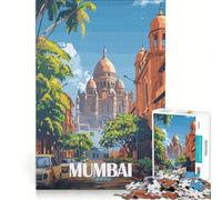 Rompecabezas para Adolescentes de 1000 Piezas Paisaje Urbano de Bombay Juego práctico Actividades Divertidas para Hacer en casa con póster y Hoja de Preguntas a Juego 38x52cm