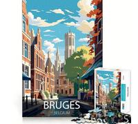 Rompecabezas para Adolescentes de 1000 Piezas Paisaje Urbano de Brujas,Bélgica Rompecabezas de lógica Divertido y de Corte preciso Ideal para Relajarse y divertirse (38x52cm)