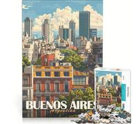Rompecabezas para Adolescentes de 1000 Piezas, Paisaje Urbano de Buenos Aires, Juguetes antiestrés, Carrera de Velocidad Manual, para Fortalecer el Amor en Pareja, 50x75cm