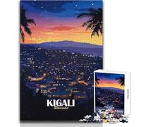 Rompecabezas para Adolescentes de 1000 Piezas, Paisaje Urbano de Kigali, Ruanda, de Noche, Juego Educativo, Regalo de cumpleaños para Mujeres, tamaño 38x26cm