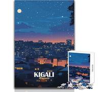 Rompecabezas para Adolescentes de 1000 Piezas, Paisaje Urbano de Kigali, Ruanda, de Noche, Juegos Familiares, decoración artística para el hogar, Regalos de cumpleaños, tamaño 38x52cm