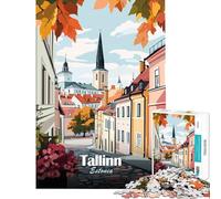 Rompecabezas para Adolescentes de 1000 Piezas Paisaje Urbano de Tallin Estonia Juego práctico y desafiante Juguetes Regalos Ideas de Corte de precisión (tamaño 38x52cm)