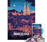 Rompecabezas para Adolescentes de 1000 Piezas Paisaje Urbano Nocturno de Barcelona España Juego Educativo Juguete Juego Intelectual Gran Regalo para los Amantes de los Juegos Una Obra de Arte