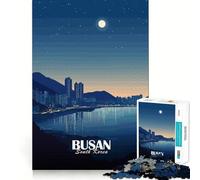 Rompecabezas para Adolescentes de 1000 Piezas Paisaje Urbano Nocturno de Busan,Corea del Sur Corte preciso Diversión para Resolver Problemas Tiempo de relajación Arte navideño Exhibición (38x26cm)