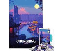 Rompecabezas para adolescentes de 1000 piezas Paisaje urbano nocturno de Chongqing China Juego educativo Juguete Juego intelectual Gran regalo para los amantes de los juegos Una obra de arte (50x75cm)