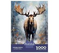 Rompecabezas para Adolescentes De 1000 Piezas Palette Moose Painting Rompecabezas para Adultos Juego De Ingenio Difícil Difícil Cumpleaños Y Navidad 38x26cm/1000pcs